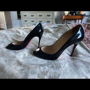 Christian Louboutin black peep-toe pumps
